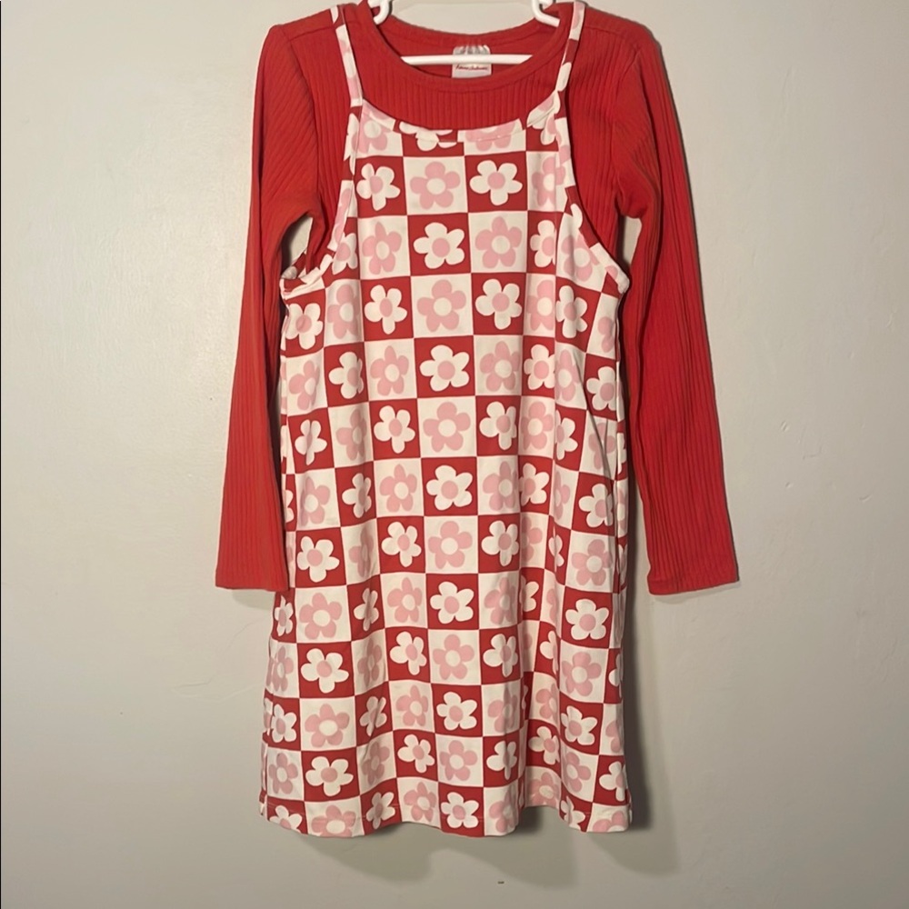 Hanna Andersson Floral Red and Pink Checkered Kids Dress